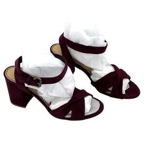 Splendid Women's Sandal Fairy Knotted Suede Block Heel Shoe US 8 Plum Wine